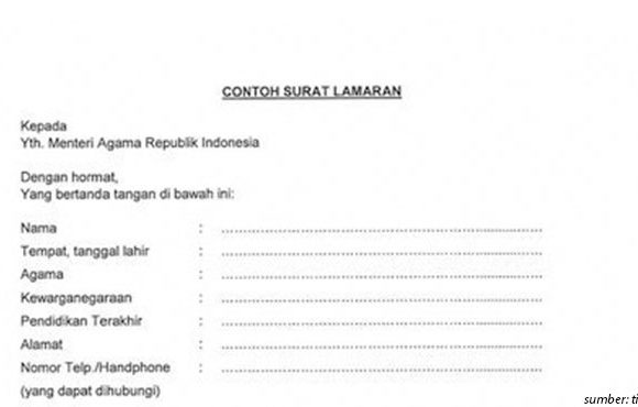 contoh surat lamaran cpns