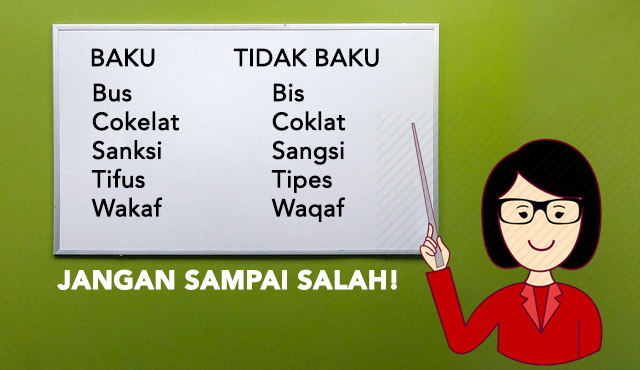 papan tulis kata baku dan tidak baku