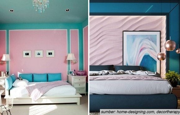 cat kamar warna pink dan biru