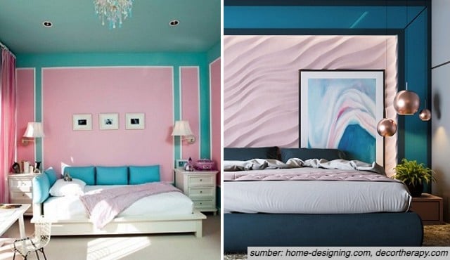 cat kamar warna pink dan biru