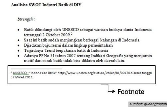 cara menulis footnote dari jurnal