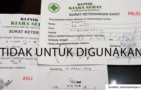 contoh surat dokter asli palsu