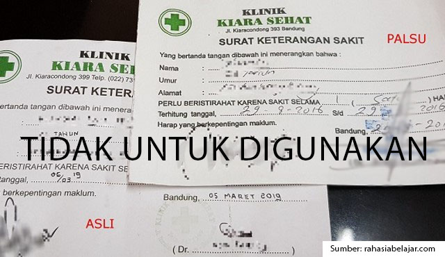 contoh surat dokter asli palsu