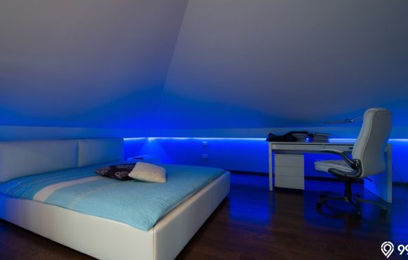 desain kamar tidur dengan lampu led