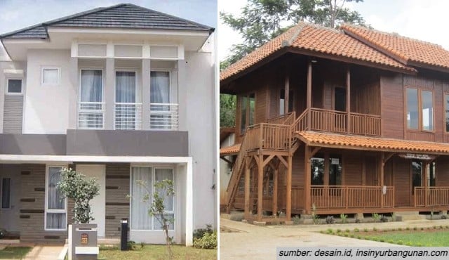 rumah 2 lantai sederhana di kampung