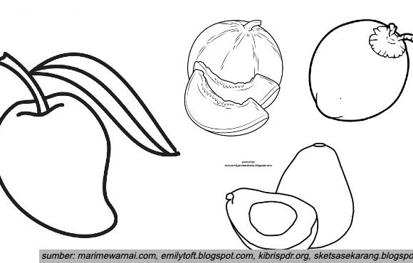 Gambar Buah Buahan Sketsa