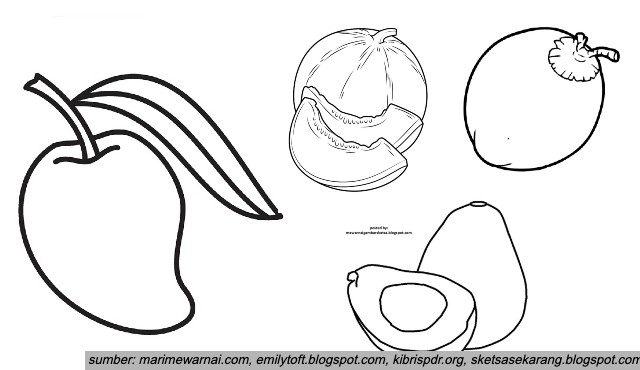 Gambar Buah Buahan Sketsa