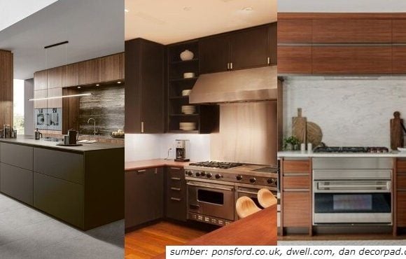 inspirasi desain dapur warna coklat