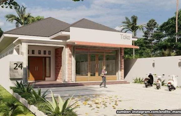 desain rumah dan toko satu lantai