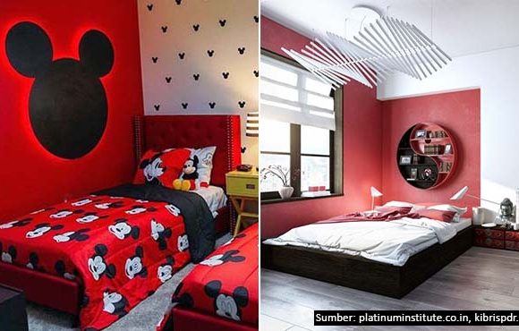 ide desain kamar tidur warna merah