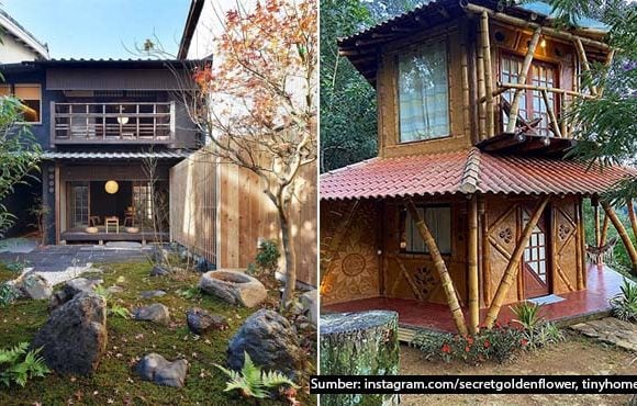 ide desain rumah bambu jepang di pedesaan