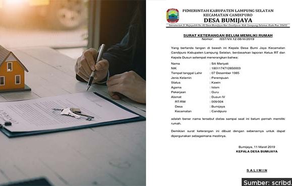 surat keterangan belum memiliki rumah