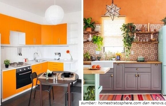 inspirasi desain dapur warna oranye