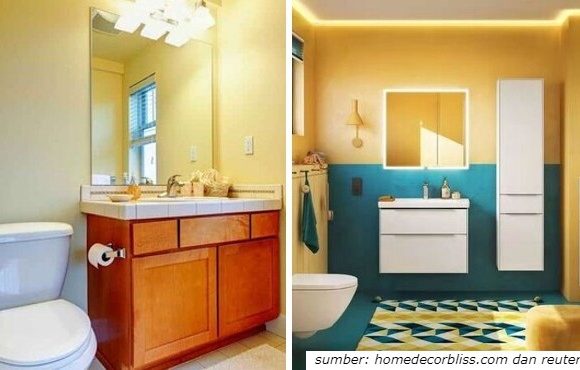 kumpulan inspirasi desain kamar mandi kuning