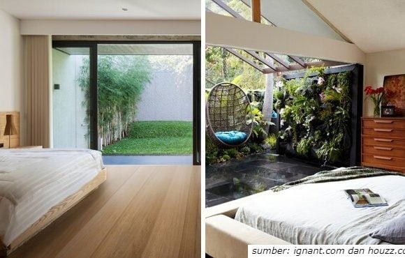 inspirasi desain kamar tidur menghadap taman