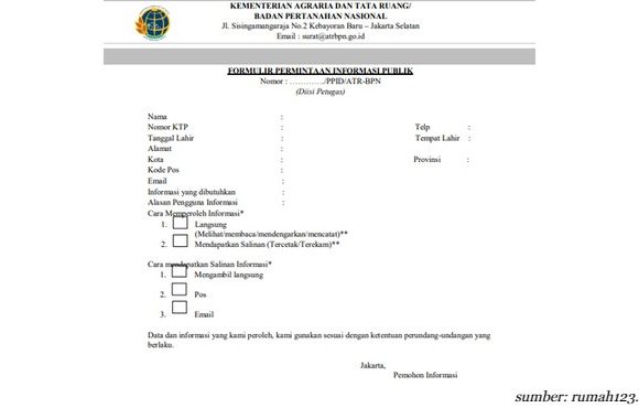 contoh surat permohonan sertifikat tanah ke BPN