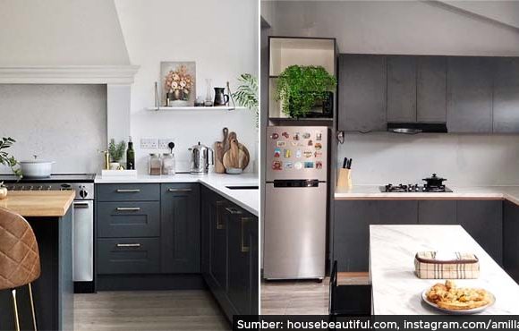 inspirasi desain dapur hitam putih