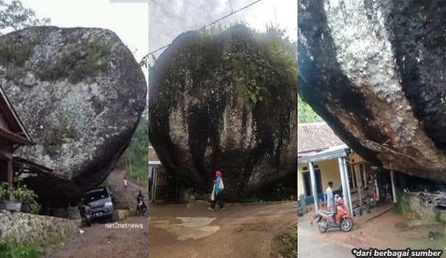 rumah di cianjur berdempetan dengan batu