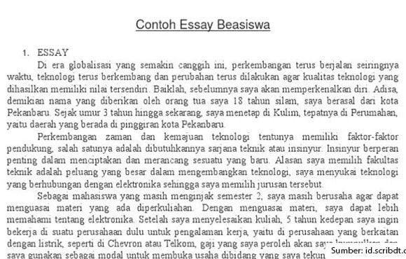 contoh essay beasiswa