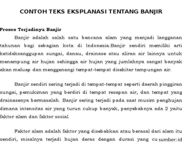 contoh teks eksplanasi banjir