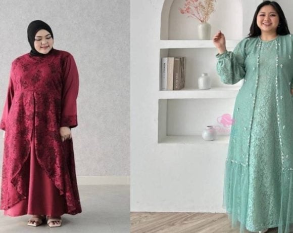 gamis brokat orang gemuk pendek