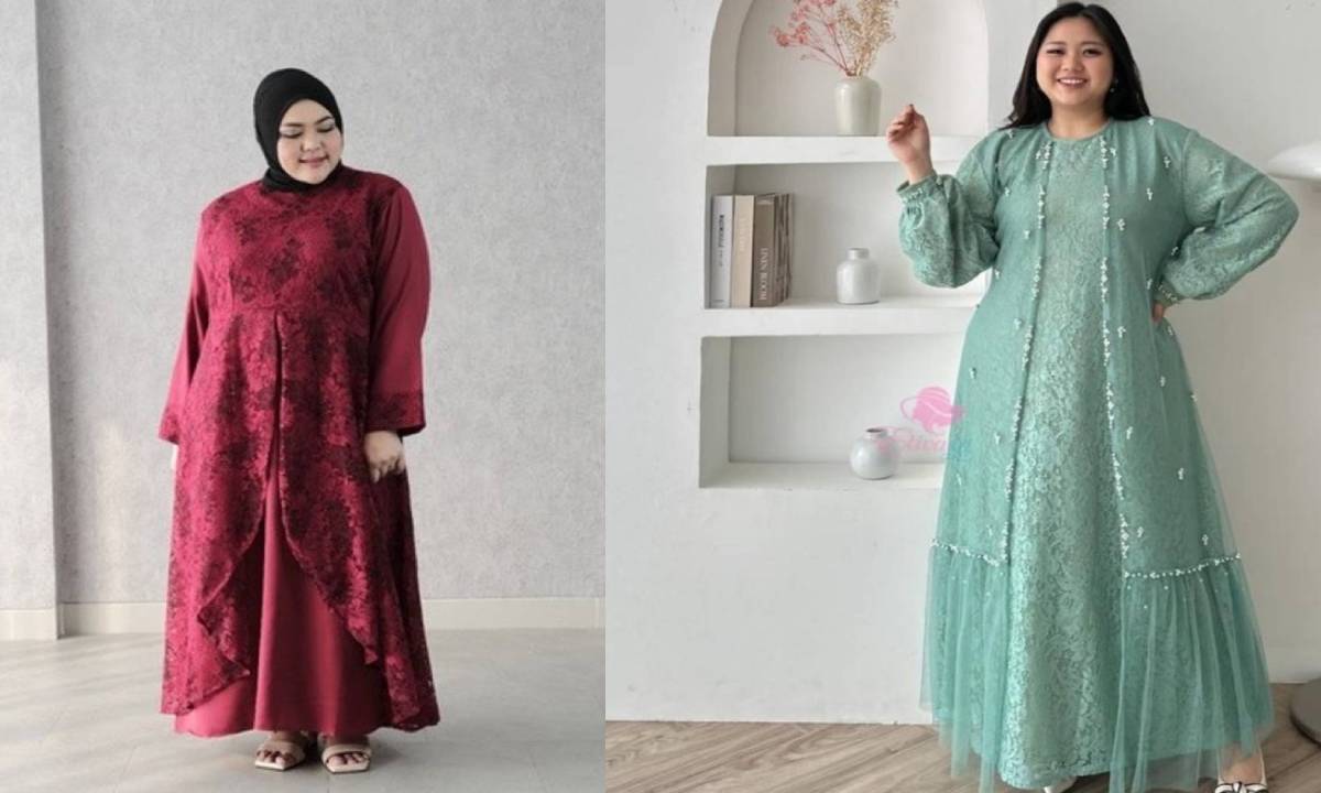 gamis brokat orang gemuk pendek