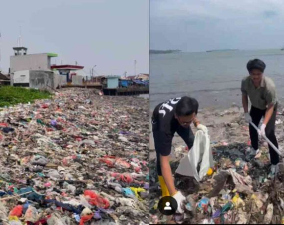 bersih bersih pantai labuan padeglang