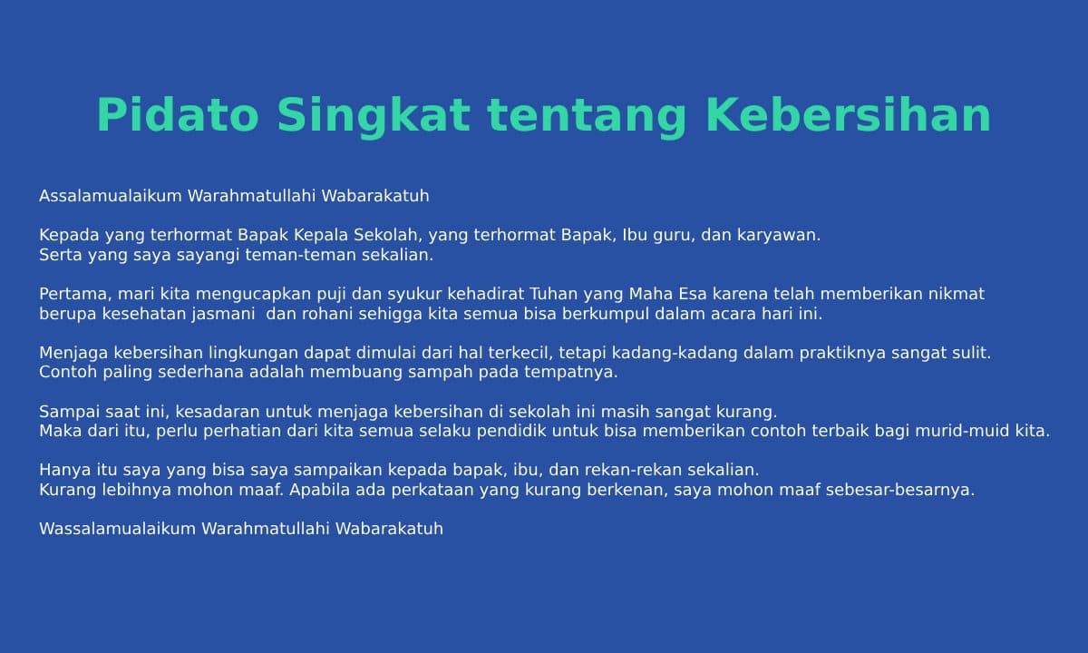 pidato singkat tentang kebersihan