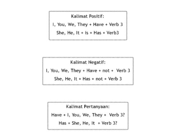 pola kalimat present perfect tense