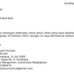 contoh surat lamaran kerja