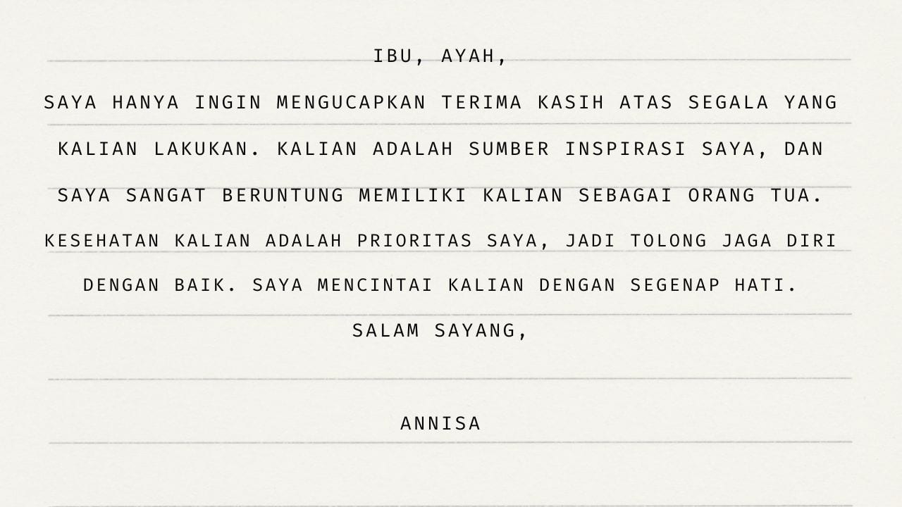 contoh surat untuk orang tua